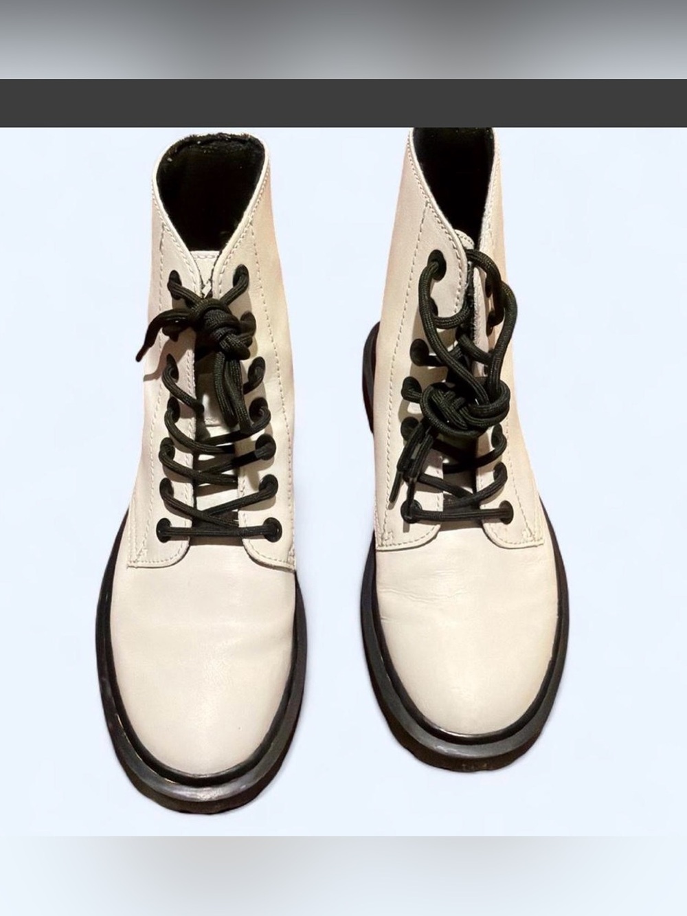 Dr Martens White Lace-Up  Boots with Black Laces